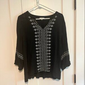 JJILL TUNIC XL Black and White 3/4 sleeve